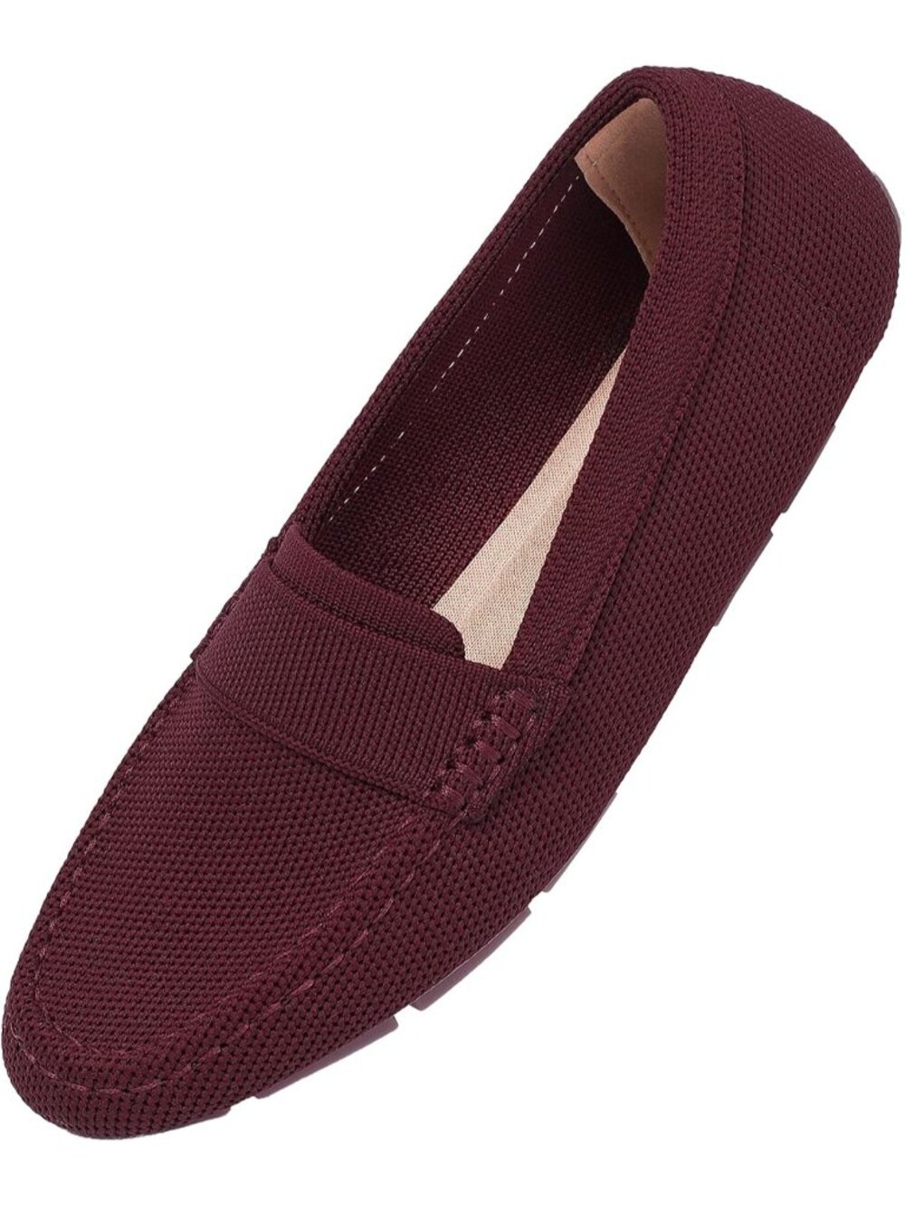 🆕Women's Wine Red Mesh fabric Loafer Shoes Comfortable Casual Flat Shoes